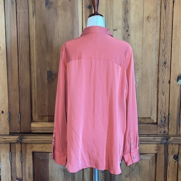 CHICO’S 💯 Modal Coral Long Sleeve Button Down Blouse Sz. 3 - Picture 6 of 11